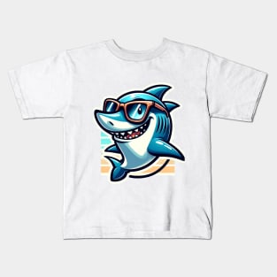 Sun-Soaked Surfer Shark Kids T-Shirt